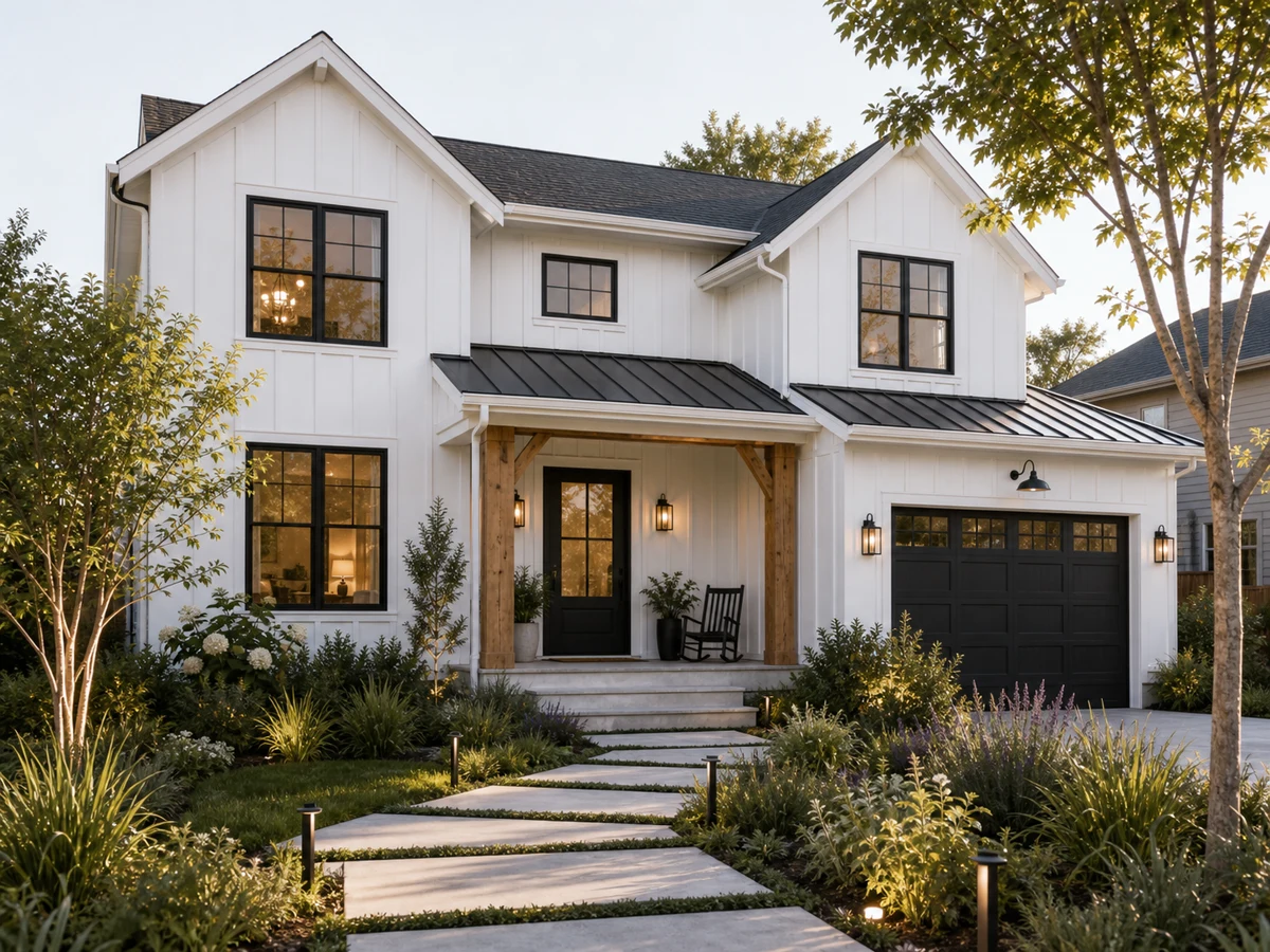 Modern farmhouse AI exterior design concept